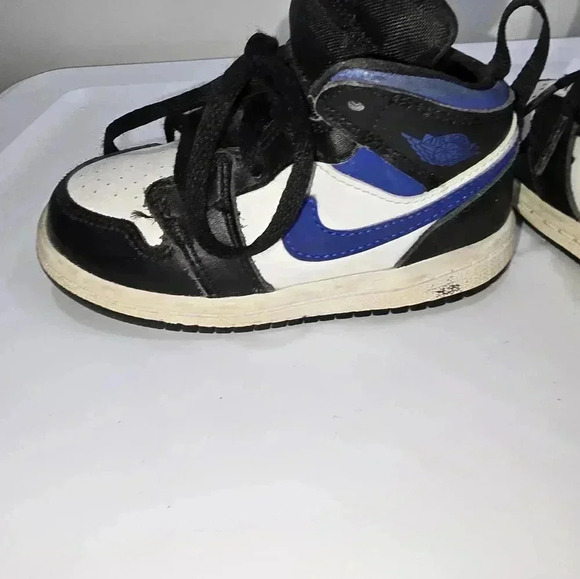 Nike Air Jordan 1 Mid TD Blue White Black Baby Toddler Shoes 640735-140 Size 7 - Picture 2 of 11